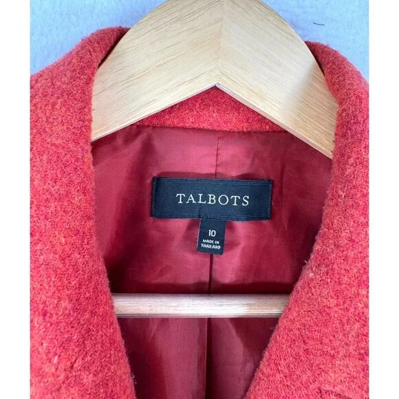 Talbots Wool blend classic button blazer orange 90s preppy sz 10 - Picture 2 of 5